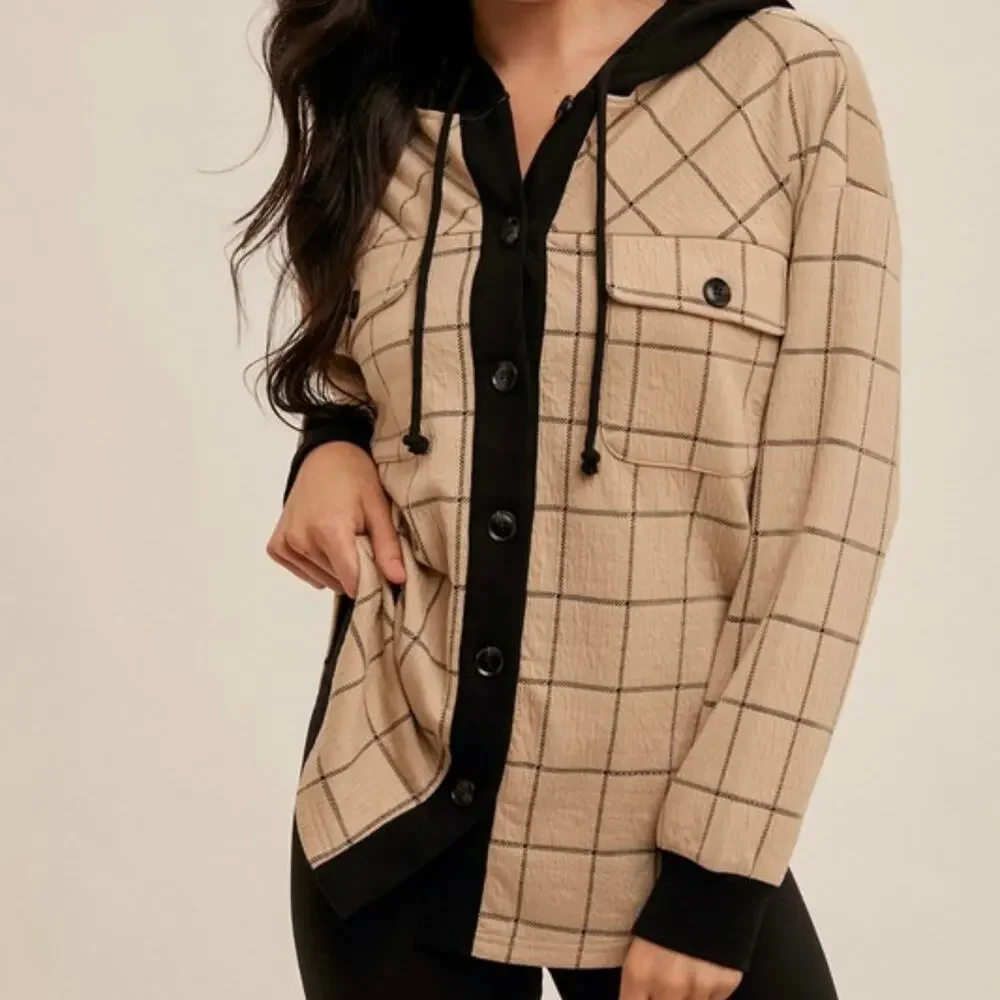 Hem & Thread NWT Plaid Shirt Jacket, Women Size Medium - Picture 2 of 3